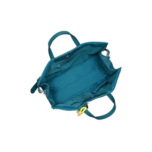 FOSSIL CARMEN LEATHER SHOPPER TOTE - LAGOON (NEW) - Picture 4 of 6